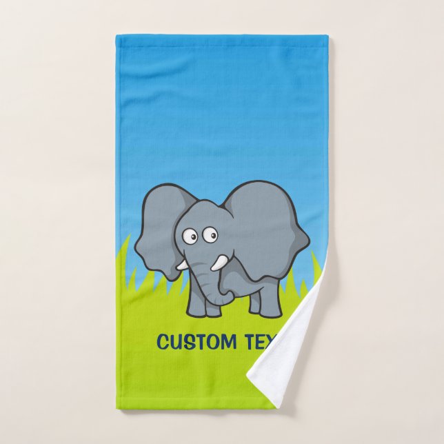 Grauer Elephant-Cartoon Badhandtuch Set (Handtuch)
