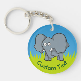 Grauer Elephant Cartoon Schlüsselanhänger