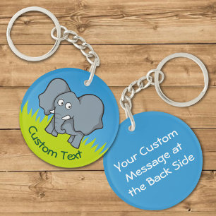 Grauer Elephant Cartoon Schlüsselanhänger