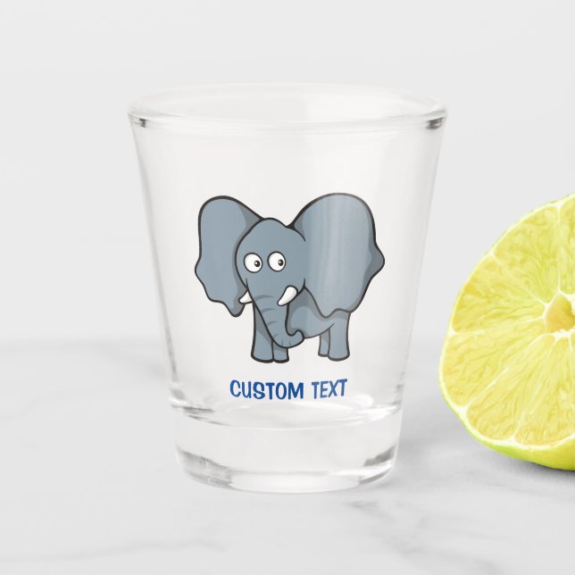 Grauer Elephant-Cartoon Schnapsglas (Vorderseite)