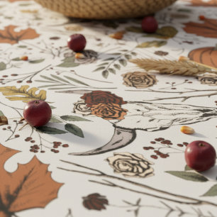 Grauer Fall Harvest & Kuh Skull Bull Head Floral Tischdecke
