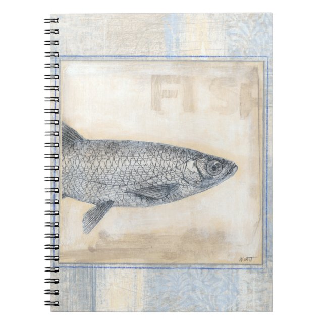 Grauer Fisch auf Beige Hintergrund Notizblock (Vorderseite)