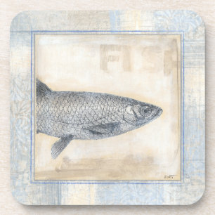 Grauer Fisch auf Beige Hintergrund Untersetzer
