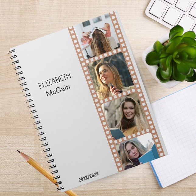 Grauer Foto Stand - Moderne Moderne Personalisiert Notizblock (Gray Photo Booth - Trendy Modern Personalized Science Spiral Notebook!)