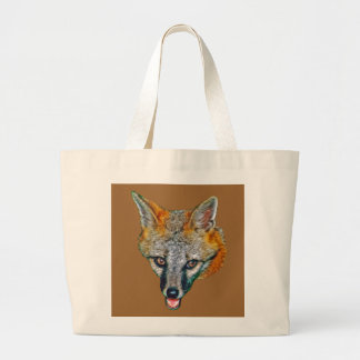 Grauer Fox-Zeichnen Jumbo Stoffbeutel