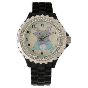 Grauer Französische Bulldogge Armbanduhr