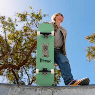 Grauer Französische Bulldogge Skateboard