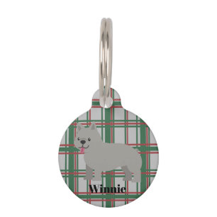 Grauer Französische Bulldogge, Weihnachts-Karohemd Haustiermarke