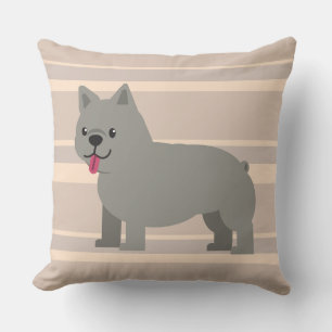 Grauer französischer Bulldog, beige gestreift Kissen