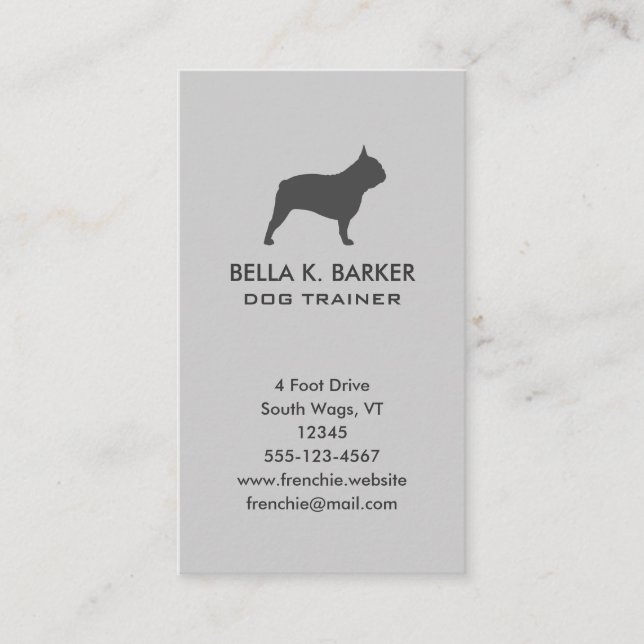Grauer französischer Bulldog Silhouette Hund Lover Visitenkarte (Vorderseite)