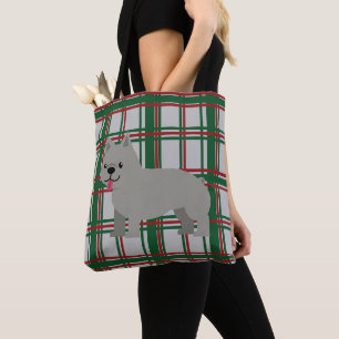 Grauer französischer Bulldog, Weihnachten Kariert Tasche