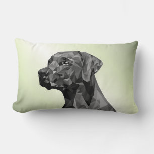 Grauer geometrischer Hund Grün Lendenkissen