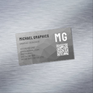 Grauer geometrischer Maschenmuster QR-Code Magnetische Visitenkarte
