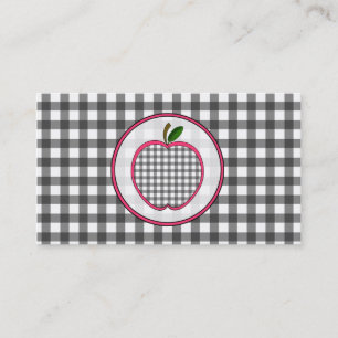 Grauer Gingham Apple arbeiten Lehrer-Visitenkarte Visitenkarte