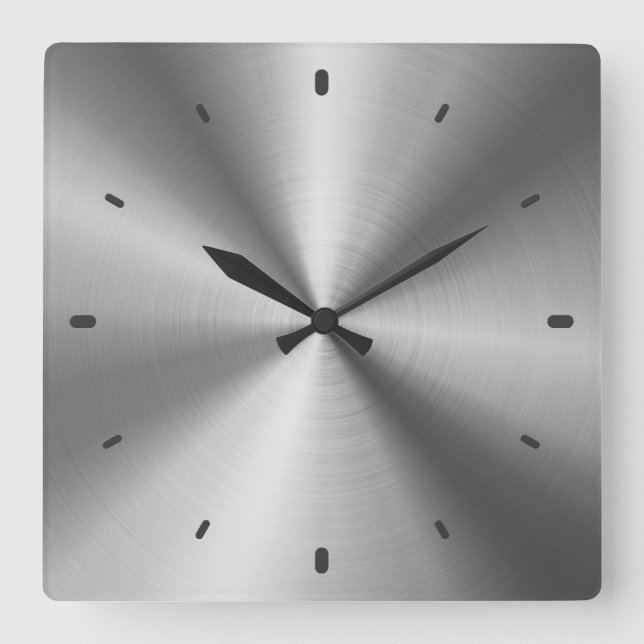 Grauer glänzender metallischer Entwurf-Rostfreier Quadratische Wanduhr (Vorderseite)