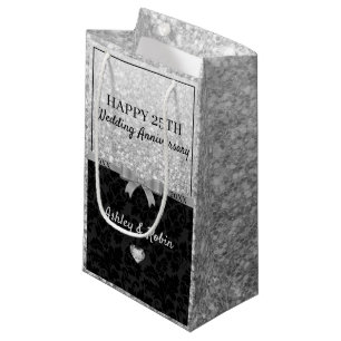 Grauer Glitter und Damast Kleine Geschenktüte