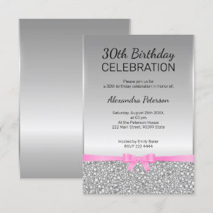 Grauer Glitzer 30. Geburtstag Einladung