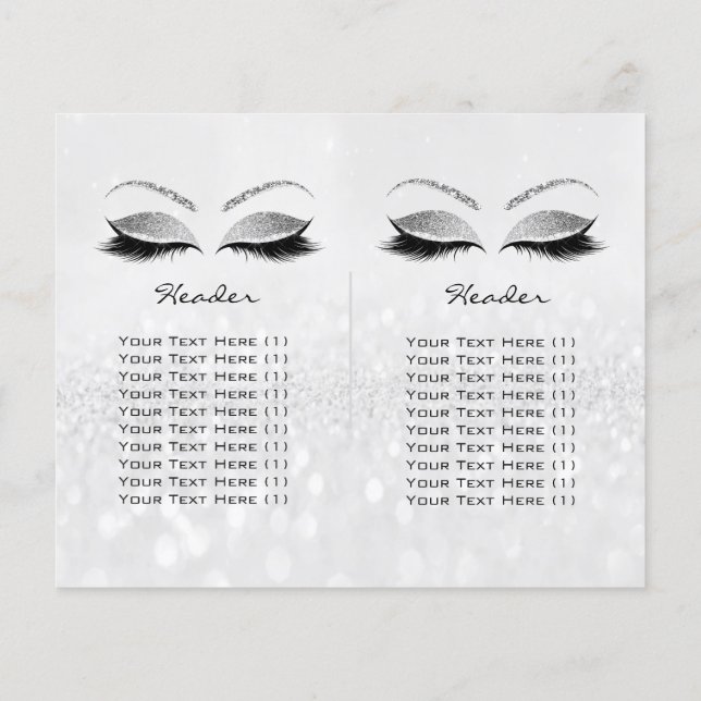 Grauer Glitzer Makeup Augapfel Preisschild Logo Flyer (Hinten)