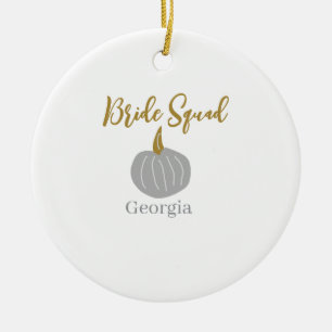 Grauer goldener Kürbis Herbst Braut Squad modern  Keramik Ornament