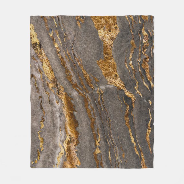 Grauer, goldgezinkter Marmorhintergrund. Fleecedecke (Vorderseite)