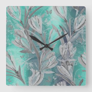 Grauer Graphitaquamariner Quadratische Wanduhr