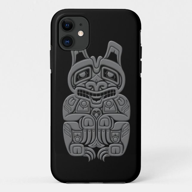 Grauer Haida-Geist betrifft Schwarzes Case-Mate iPhone Hülle (Rückseite)