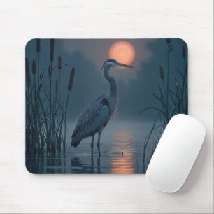 Grauer Heron mit rosa Mond Mousepad