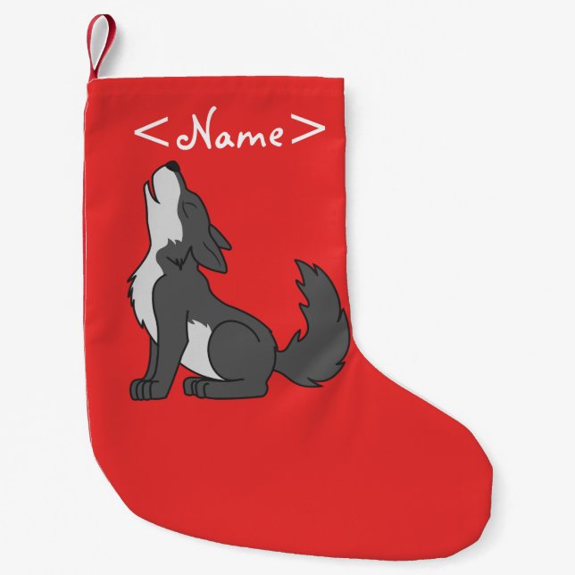 Grauer heulender Wolf-Welpe Kleiner Weihnachtsstrumpf (Vorderseite)