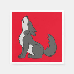 Grauer heulender Wolf-Welpe Serviette