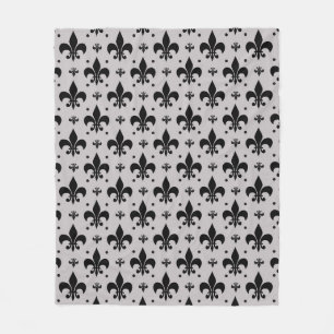 Grauer Hintergrund Fleur-de-lis-Muster Fleecedecke