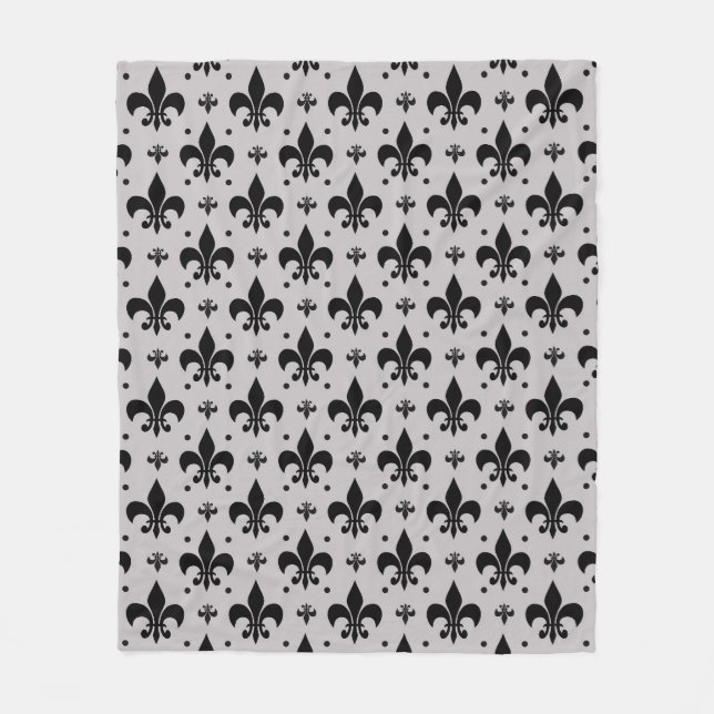 Grauer Hintergrund Fleur-de-lis-Muster Fleecedecke (Vorderseite)