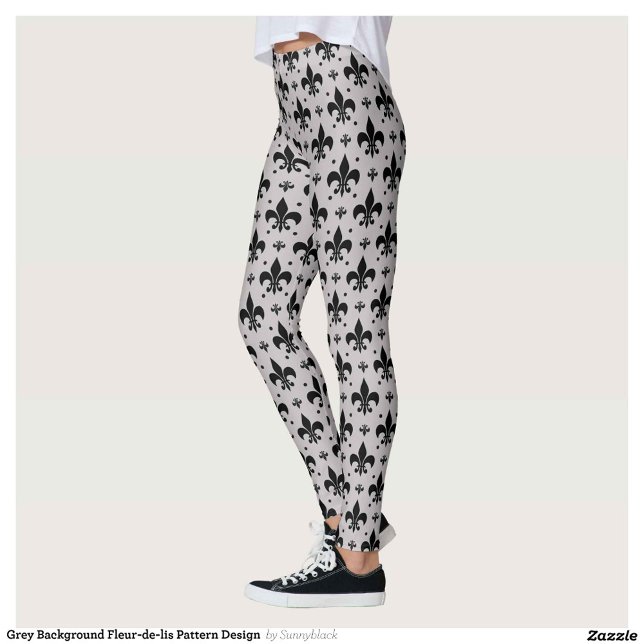 Grauer Hintergrund Fleur-de-lis-Muster Leggings (Von Creator hochgeladen)