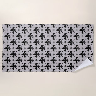 Grauer Hintergrund Fleur-de-lis-Muster Strandtuch