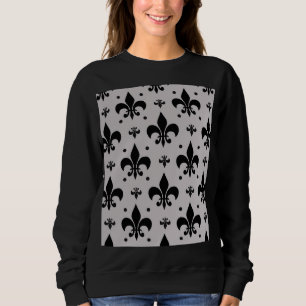 Grauer Hintergrund Fleur-de-lis-Muster Sweatshirt