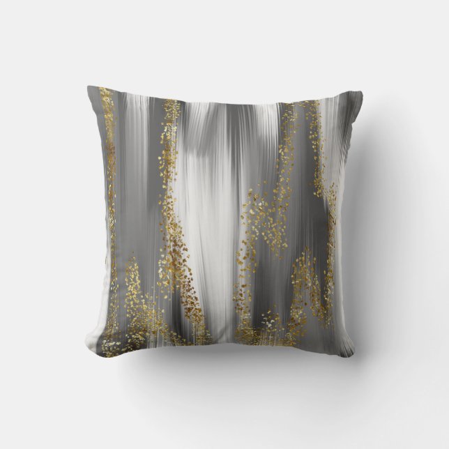 Grauer Hintergrund mit Goldglitterart, Gold, Golde Kissen (Vorderseite)