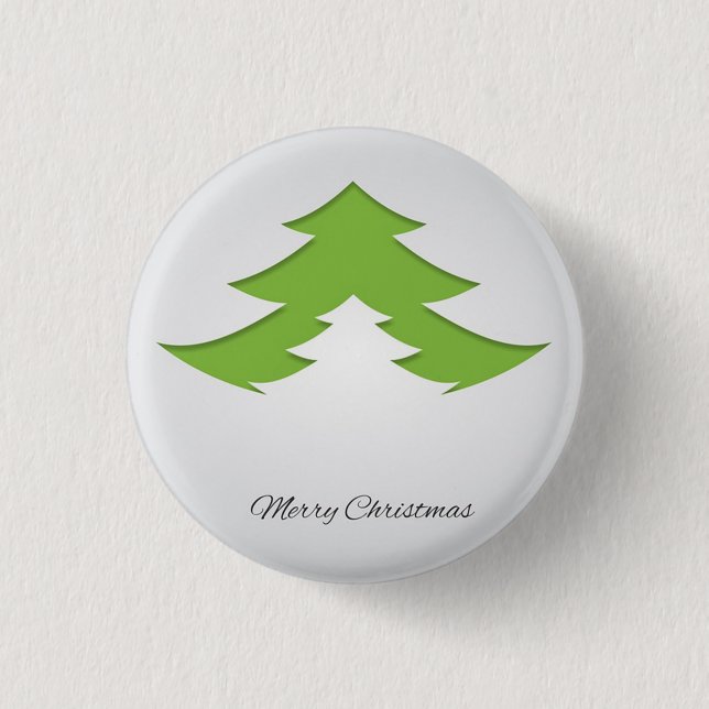 Grauer Hintergrund mit Weihnachtsbaum Button (Vorderseite)