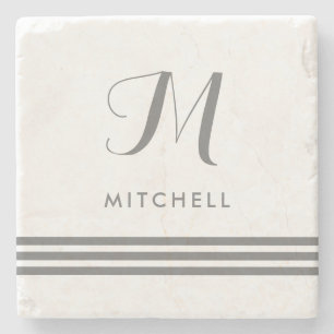 Grauer hoch entwickelter Name und Monogramm der Steinuntersetzer