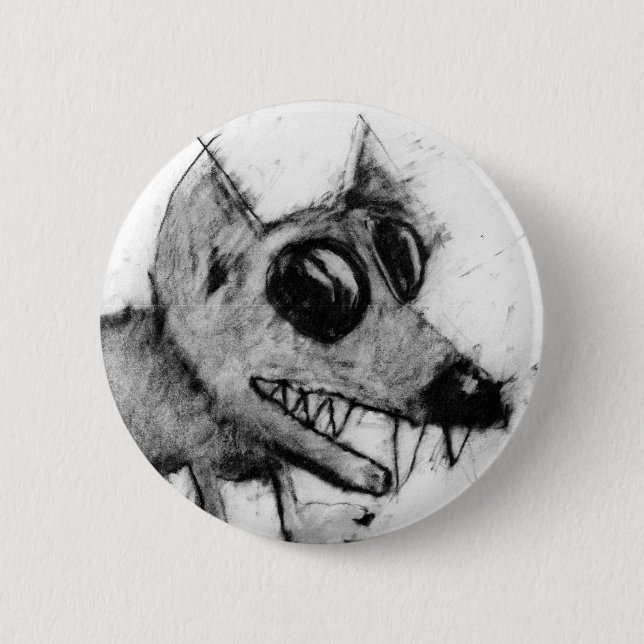 Grauer Hundekopf-Knopf Button (Vorderseite)