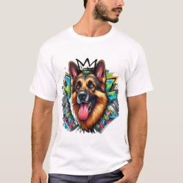 Grauer Hundgraffiti T-Shirt