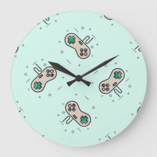 Grauer Joystick auf blau Große Wanduhr