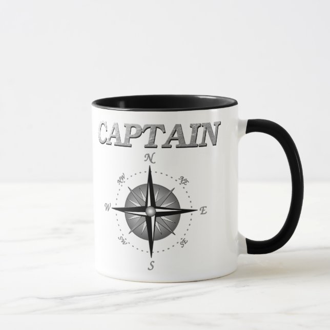 Grauer Kapitän mit Kompass-Rose Tasse (Rechts)