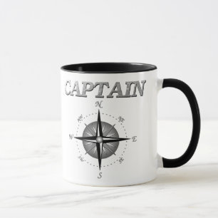 Grauer Kapitän mit Kompassrose Tasse