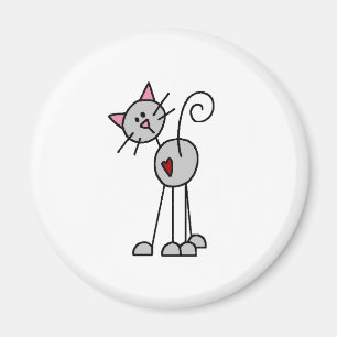 Grauer Katzen-Strichmännchen-Magnet Magnet