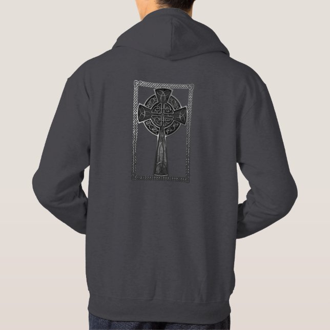 Grauer keltisches KreuzHoodie Hoodie (Rückseite)