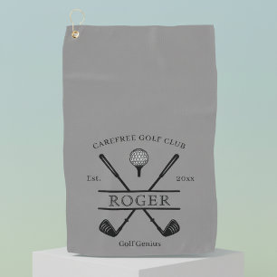 Grauer Klassik-Cross-Club-Name Golfhandtuch