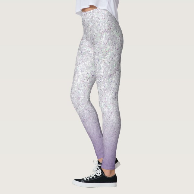 Grauer Lila Glitzer Glitzern Leggings (Links)