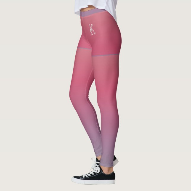 Grauer Lila rosa Farbverlauf, Kurven, benutzerdefi Leggings (Links)