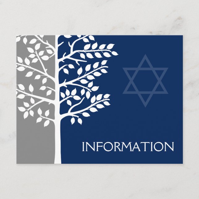 Grauer Marine-Baum von Leben-Bar Mitzvah Begleitkarte (Vorderseite)