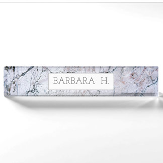 Grauer Marmor Individuelle Name Elegantes Business Namensplakette