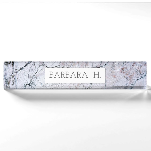 Grauer Marmor Individuelle Name Elegantes Business Namensplakette (Vorderseite)